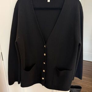 J. Crew Black Cardigan with Gold Buttons